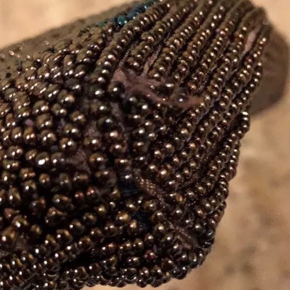 💥 Vintage Bronze Seedbead  clutch bag purse - Picture 5 of 7